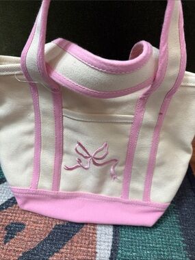Canvas Tote Bag with Pink Trim